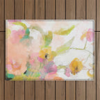 pink spring summer floral abstract Outdoor Rug Gallery Image 1