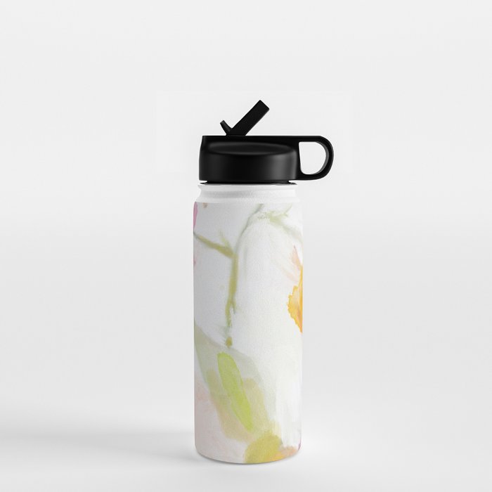 pink spring summer floral abstract Water Bottle Gallery Image 1