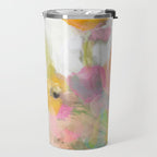 pink spring summer floral abstract Travel Mug Gallery Image 2