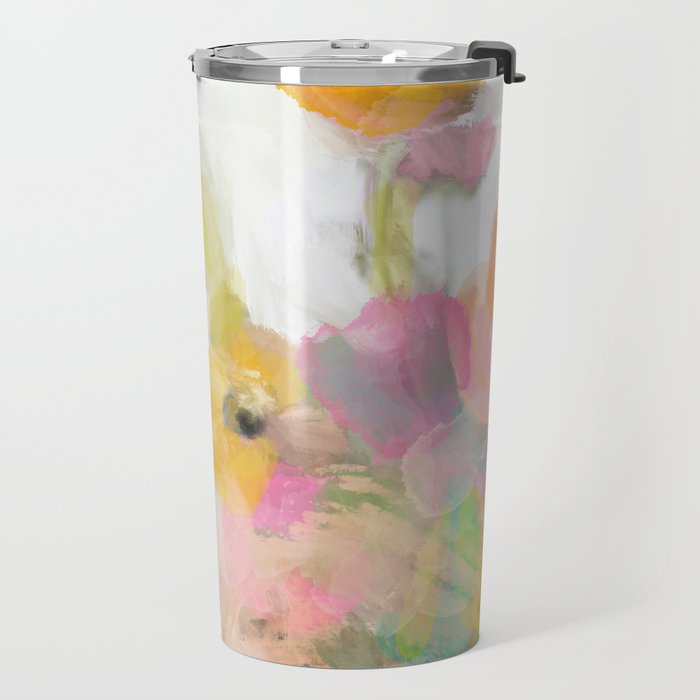 pink spring summer floral abstract Travel Mug Gallery Image 2