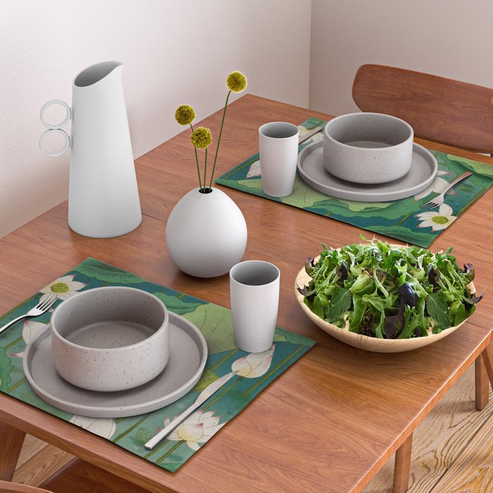 Lotus flowers A -  Minhwa-Korean traditional/folk art Placemat Gallery Image 2