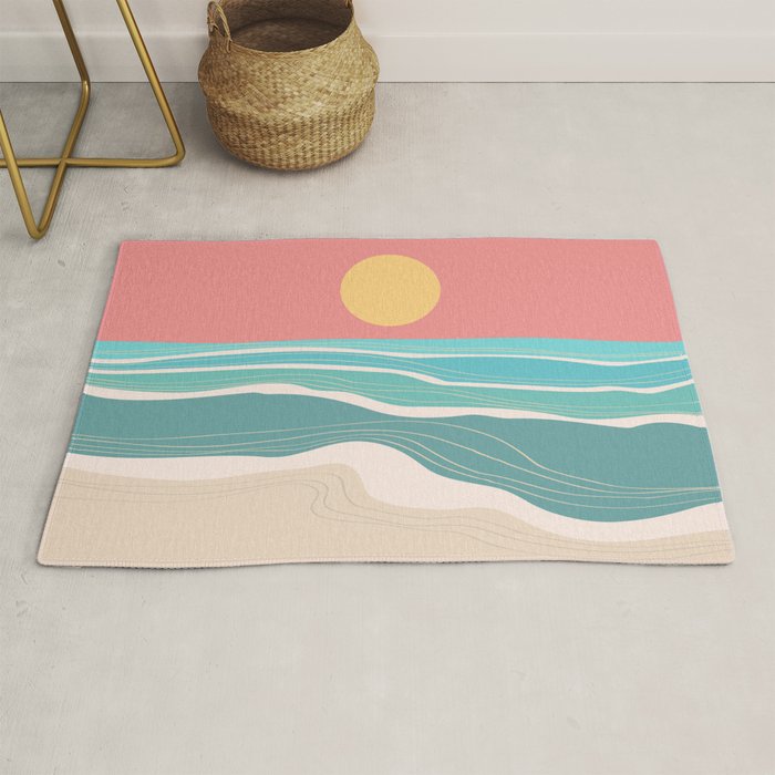 Crashing wave on sunny bay Rug Gallery Image 1