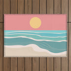Crashing wave on sunny bay Outdoor Rug Gallery Image 1