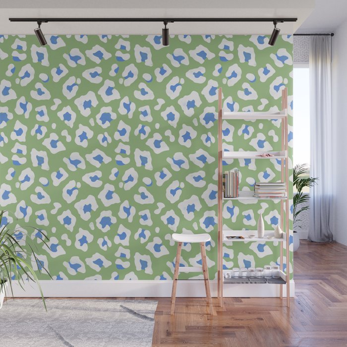 Dopamine Decor Leopard Print Blue And Green Wall Mural Gallery Image 1