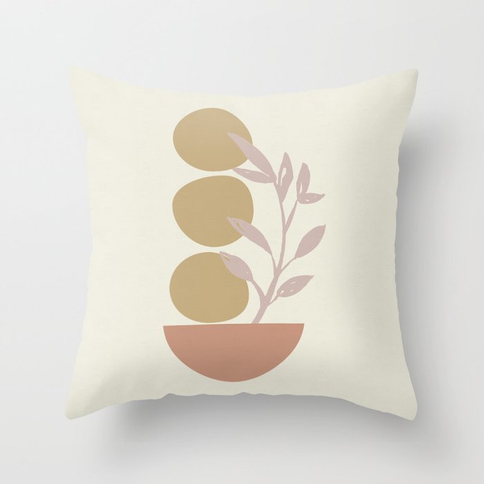 Desert Botanicals and Organic Shapes in Terracotta, Gold, and Blush Throw Pillow Gallery Image 1