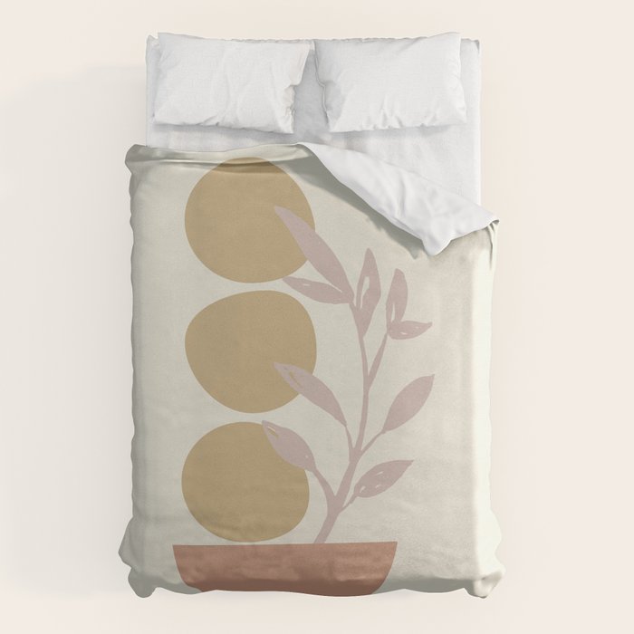 Desert Botanicals and Organic Shapes in Terracotta, Gold, and Blush Duvet Cover Gallery Image 6