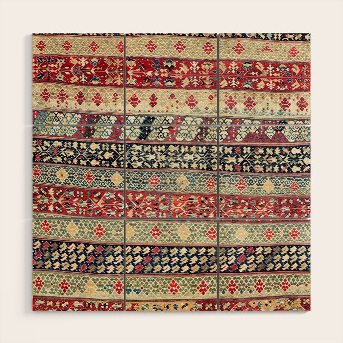 Ottoman Manisa West Anatolian Kilim Print Wood Wall Art Gallery Image 1