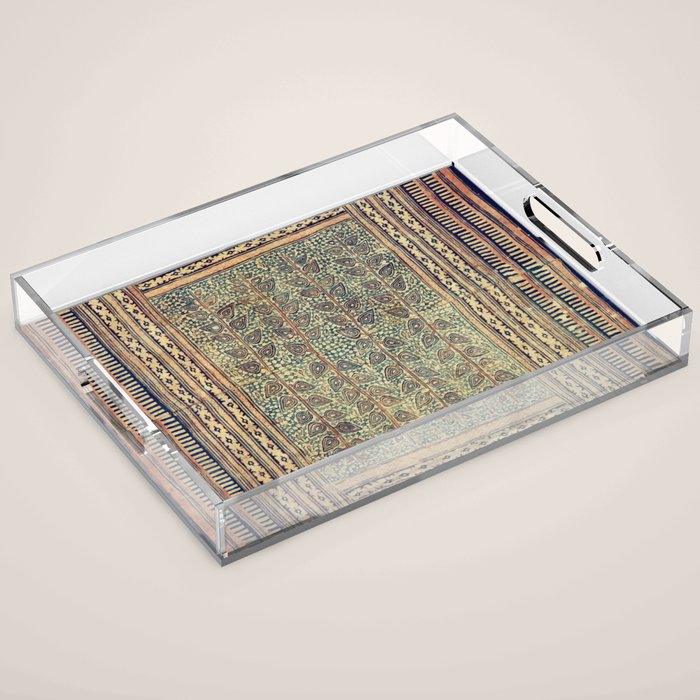 18th Century Indian Tree Textile Digital Art Painting  Acrylic Tray Gallery Image 1