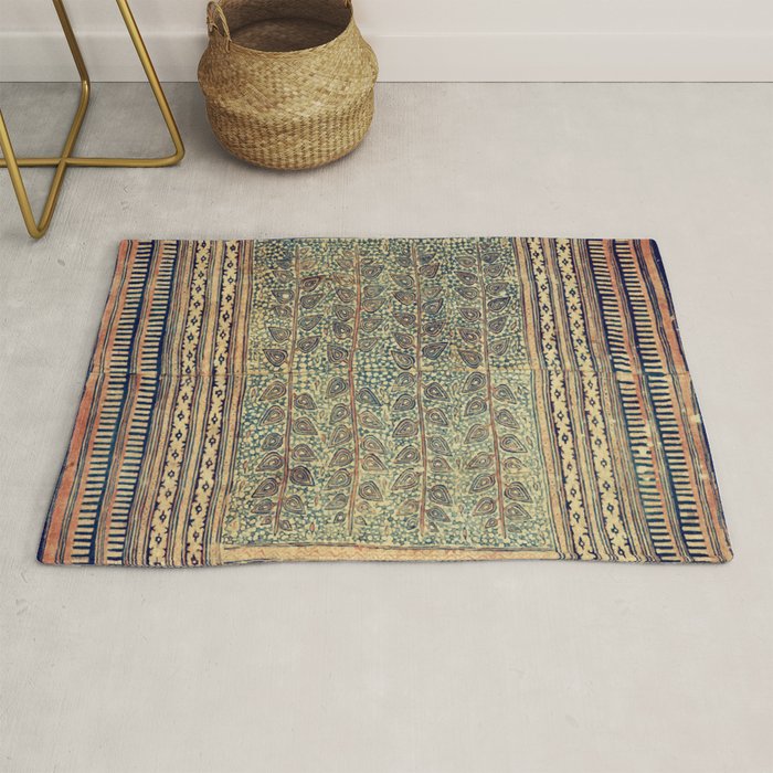 18th Century Indian Tree Textile Digital Art Painting  Rug Gallery Image 1