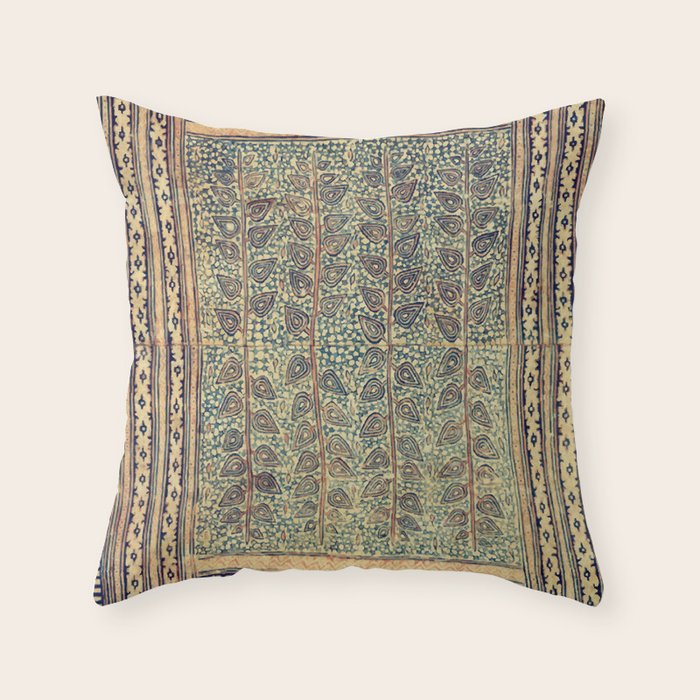 18th Century Indian Tree Textile Digital Art Painting  Throw Pillow Gallery Image 6