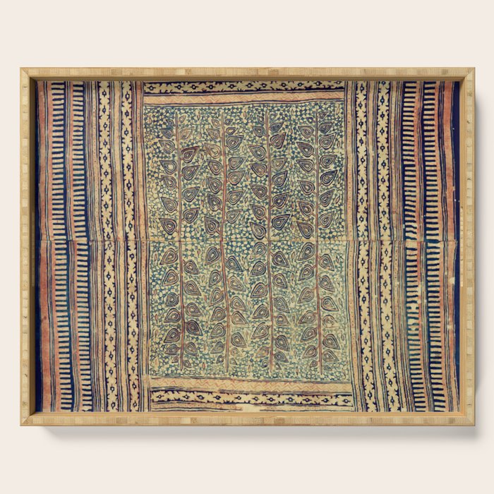 18th Century Indian Tree Textile Digital Art Painting  Serving Tray Gallery Image 1