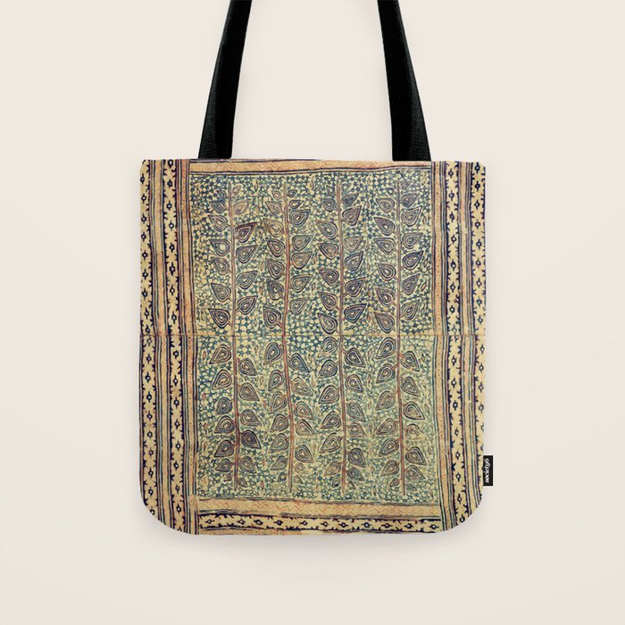 18th Century Indian Tree Textile Digital Art Painting  Tote Bag Gallery Image 1