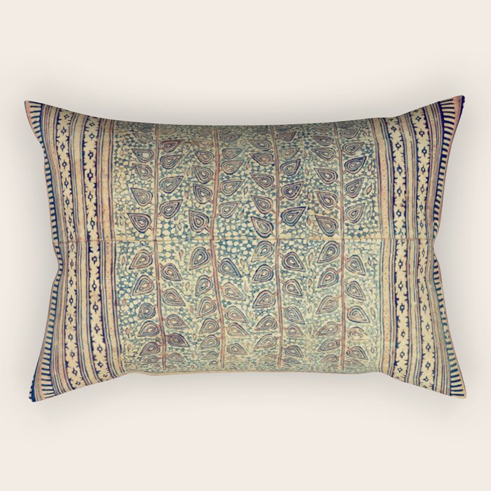 18th Century Indian Tree Textile Digital Art Painting  Rectangular Pillow Gallery Image 1