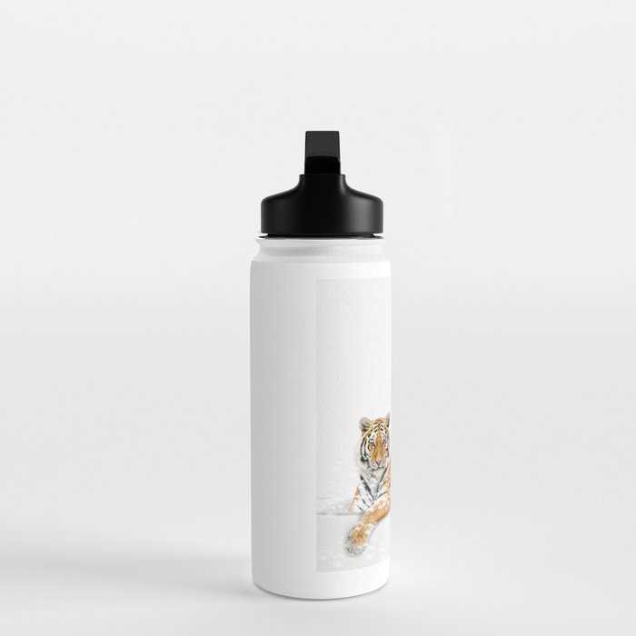 Tiger in a Bathtub, Tiger Taking a Bath, Tiger Bathing, Whimsy Animal Art Print By Synplus Water Bottle Gallery Image 3