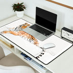Tiger in a Bathtub, Tiger Taking a Bath, Tiger Bathing, Whimsy Animal Art Print By Synplus Desk Mat Gallery Image 2