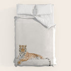 Tiger in a Bathtub, Tiger Taking a Bath, Tiger Bathing, Whimsy Animal Art Print By Synplus Duvet Cover Gallery Image 6