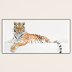 Tiger in a Bathtub, Tiger Taking a Bath, Tiger Bathing, Whimsy Animal Art Print By Synplus Desk Mat Gallery Image 3