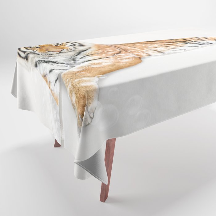 Tiger in a Bathtub, Tiger Taking a Bath, Tiger Bathing, Whimsy Animal Art Print By Synplus Tablecloth Gallery Image 1