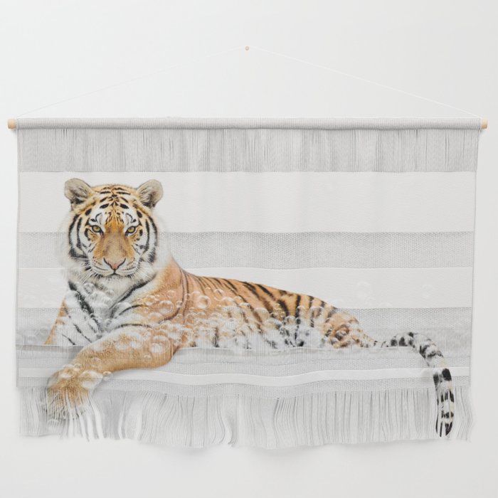 Tiger in a Bathtub, Tiger Taking a Bath, Tiger Bathing, Whimsy Animal Art Print By Synplus Wall Hanging Gallery Image 1