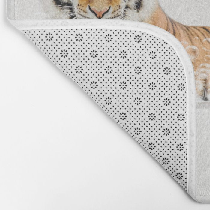 Tiger in a Bathtub, Tiger Taking a Bath, Tiger Bathing, Whimsy Animal Art Print By Synplus Bath Mat Gallery Image 2