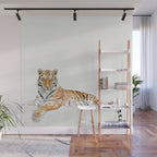 Tiger in a Bathtub, Tiger Taking a Bath, Tiger Bathing, Whimsy Animal Art Print By Synplus Wall Mural Gallery Image 1