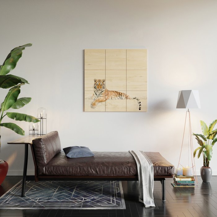 Tiger in a Bathtub, Tiger Taking a Bath, Tiger Bathing, Whimsy Animal Art Print By Synplus Wood Wall Art Gallery Image 2