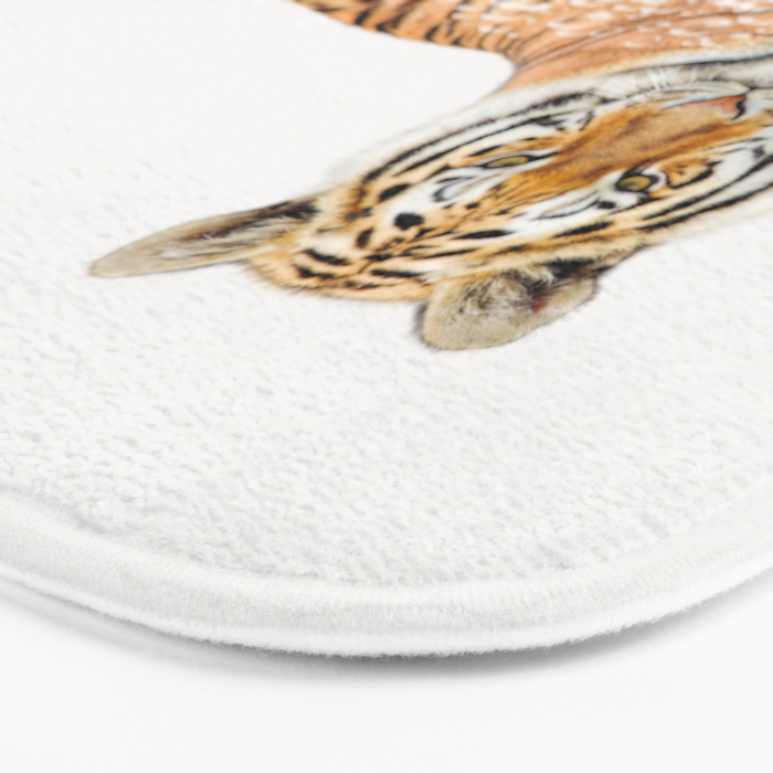 Tiger in a Bathtub, Tiger Taking a Bath, Tiger Bathing, Whimsy Animal Art Print By Synplus Bath Mat Gallery Image 3