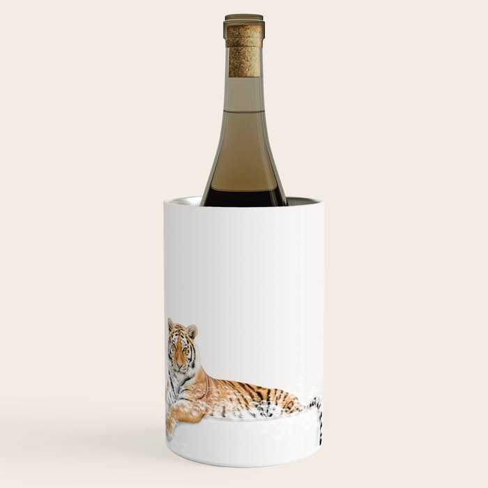 Tiger in a Bathtub, Tiger Taking a Bath, Tiger Bathing, Whimsy Animal Art Print By Synplus Wine Chiller Gallery Image 1