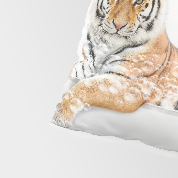 Tiger in a Bathtub, Tiger Taking a Bath, Tiger Bathing, Whimsy Animal Art Print By Synplus Pillow Sham Gallery Image 4