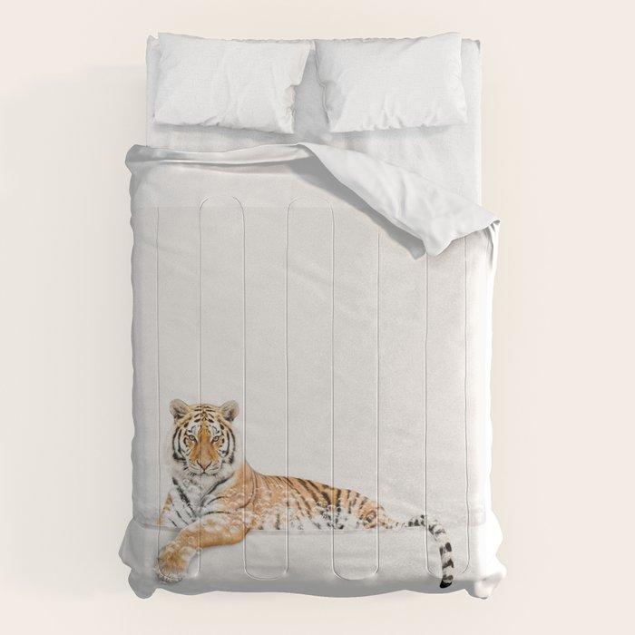 Tiger in a Bathtub, Tiger Taking a Bath, Tiger Bathing, Whimsy Animal Art Print By Synplus Comforter Gallery Image 1