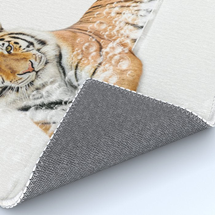 Tiger in a Bathtub, Tiger Taking a Bath, Tiger Bathing, Whimsy Animal Art Print By Synplus Rug Gallery Image 4