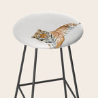Tiger in a Bathtub, Tiger Taking a Bath, Tiger Bathing, Whimsy Animal Art Print By Synplus Stool Gallery Image 2