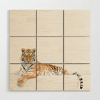 Tiger in a Bathtub, Tiger Taking a Bath, Tiger Bathing, Whimsy Animal Art Print By Synplus Wood Wall Art Gallery Image 1