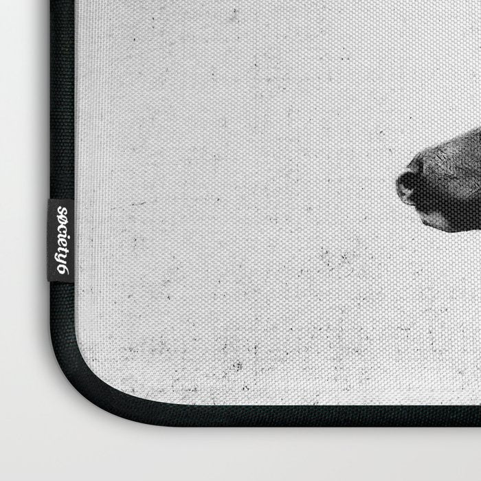 Bull Elk  Black and White Wildlife Photography Laptop Sleeve Gallery Image 3