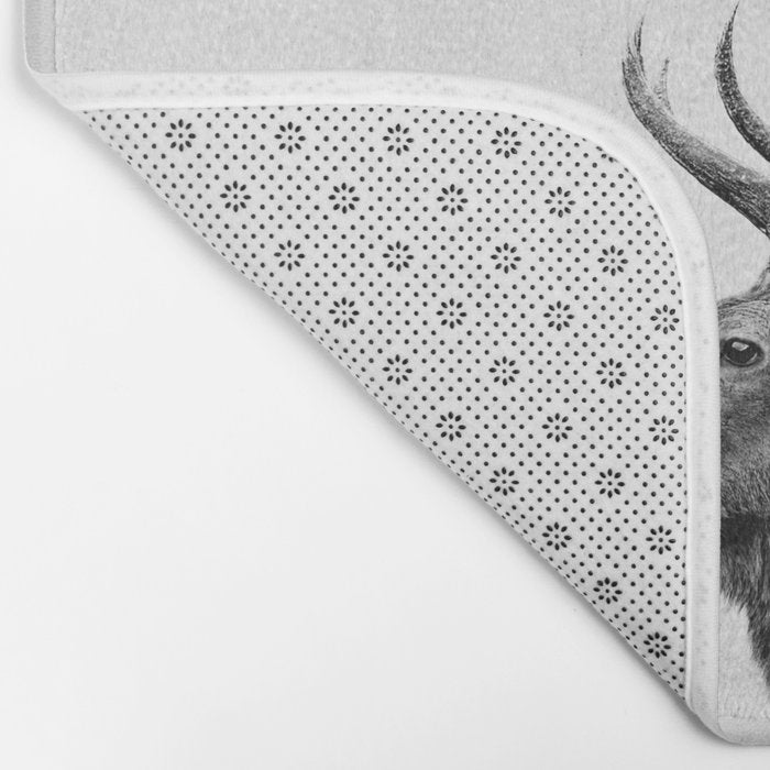 Bull Elk  Black and White Wildlife Photography Bath Mat Gallery Image 2