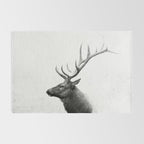 Bull Elk  Black and White Wildlife Photography Rug Gallery Image 2
