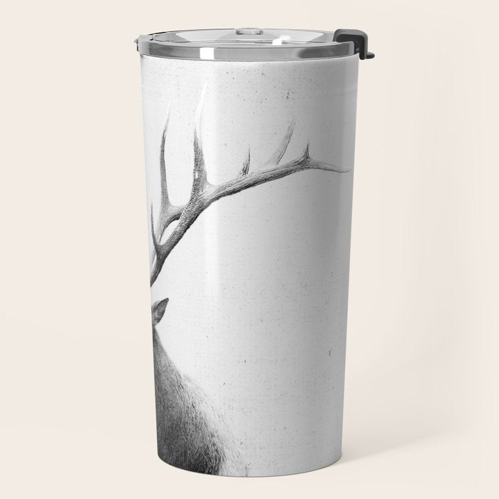 Bull Elk  Black and White Wildlife Photography Travel Mug Gallery Image 2