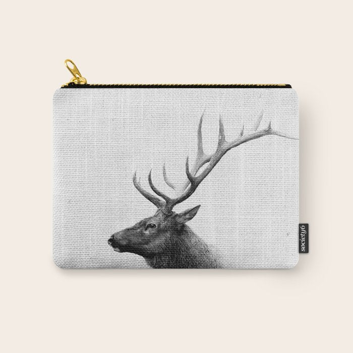 Bull Elk  Black and White Wildlife Photography Carry All Pouch Gallery Image 1