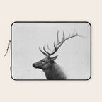 Bull Elk  Black and White Wildlife Photography Laptop Sleeve Gallery Image 1