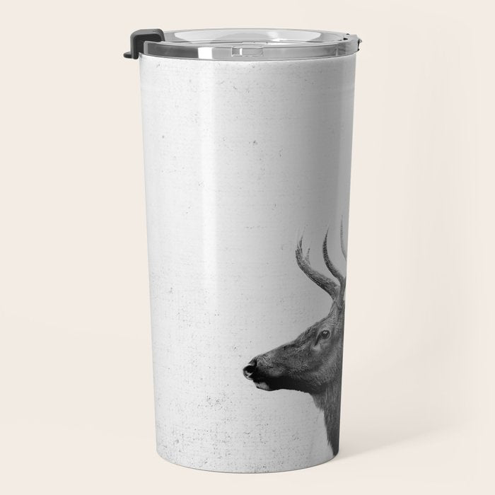 Bull Elk  Black and White Wildlife Photography Travel Mug Gallery Image 3