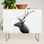 Bull Elk  Black and White Wildlife Photography Credenza Gallery Image 1