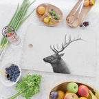 Bull Elk  Black and White Wildlife Photography Cutting Board Gallery Image 2