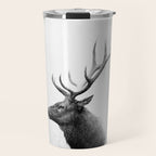 Bull Elk  Black and White Wildlife Photography Travel Mug Gallery Image 1