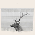 Bull Elk  Black and White Wildlife Photography Wall Hanging Gallery Image 1