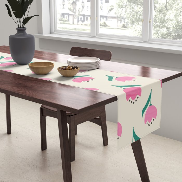 Vintage Pink Fabric Tulips  Table Runner Gallery Image 2