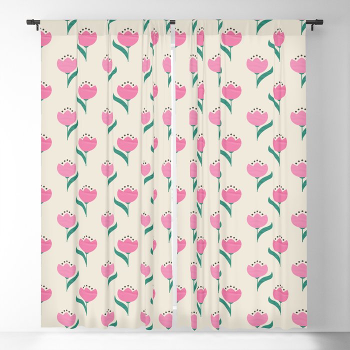 Vintage Pink Fabric Tulips  Window Curtain Gallery Image 5