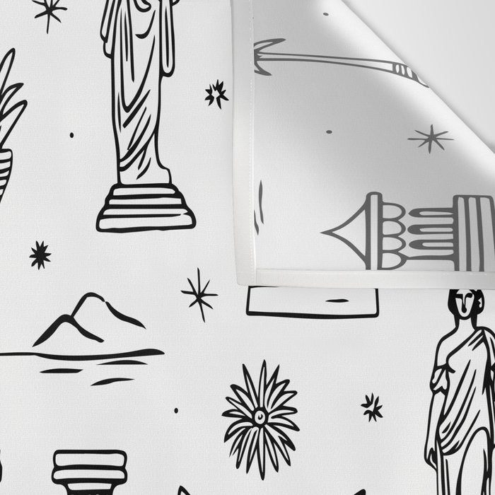 Black and white ancient greek statue pattern Wall Tapestry Gallery Image 3