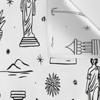 Black and white ancient greek statue pattern Wall Tapestry Gallery Image 3