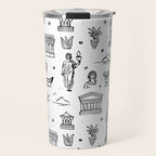 Black and white ancient greek statue pattern Travel Mug Gallery Image 1