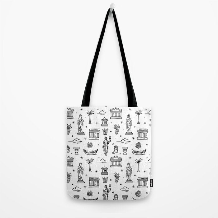 Black and white ancient greek statue pattern Tote Bag Gallery Image 2